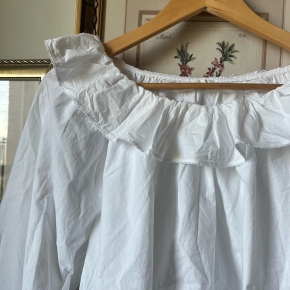 Wilfred Aritzia Verbena Poplin White Frill Collar Long Sleeve Top Blouse XS - Picture 9 of 13